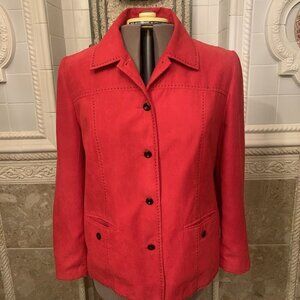 Alfred Dunner. Sz 14. Suede Cloth Top Stitched Jacket or Shirt. Long Slv. B86.